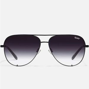 Quay High Key Large Aviators Black frame with faded lens